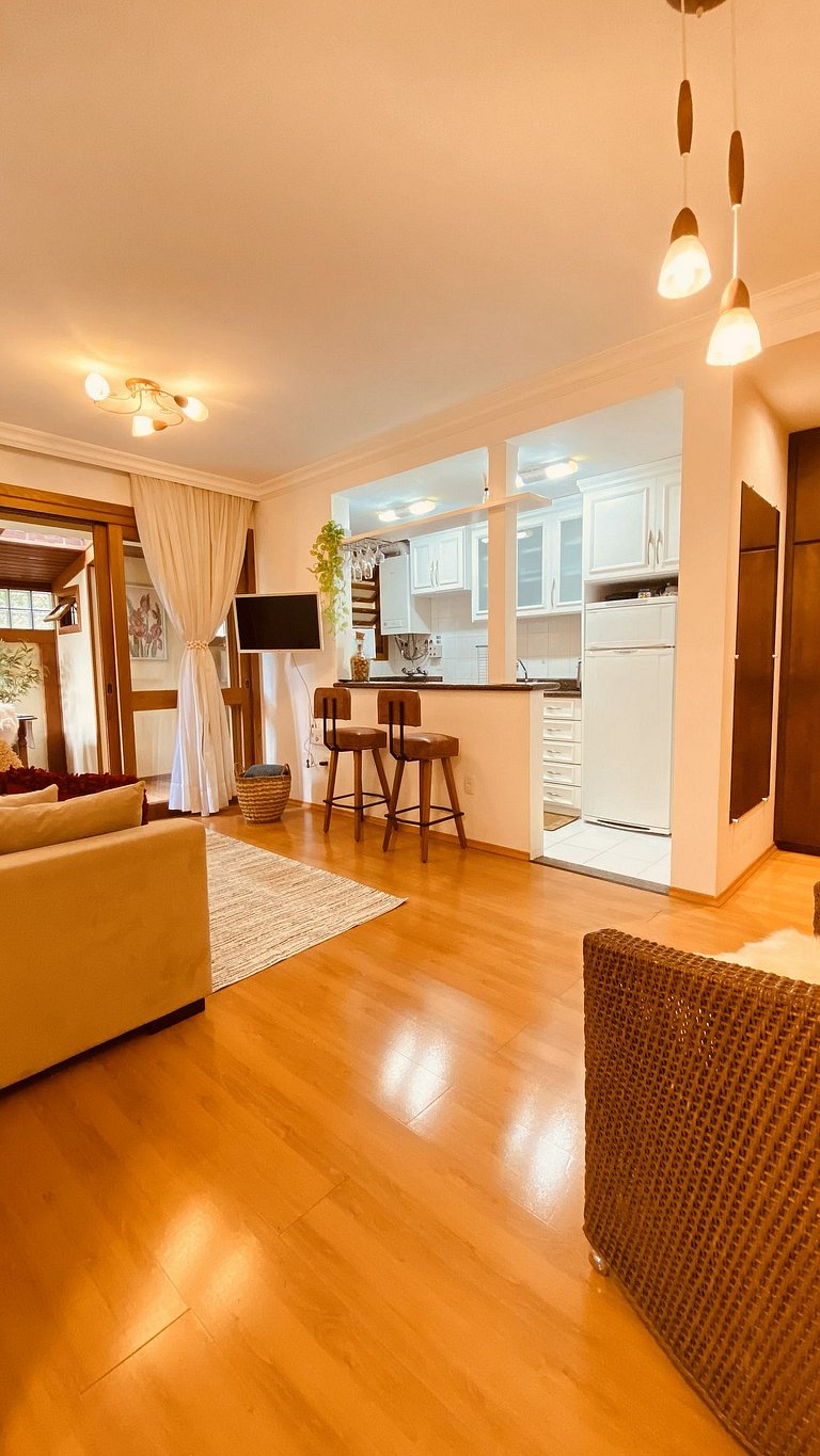 No Centro de Gramado, 5 min a pé da Rua Coberta!