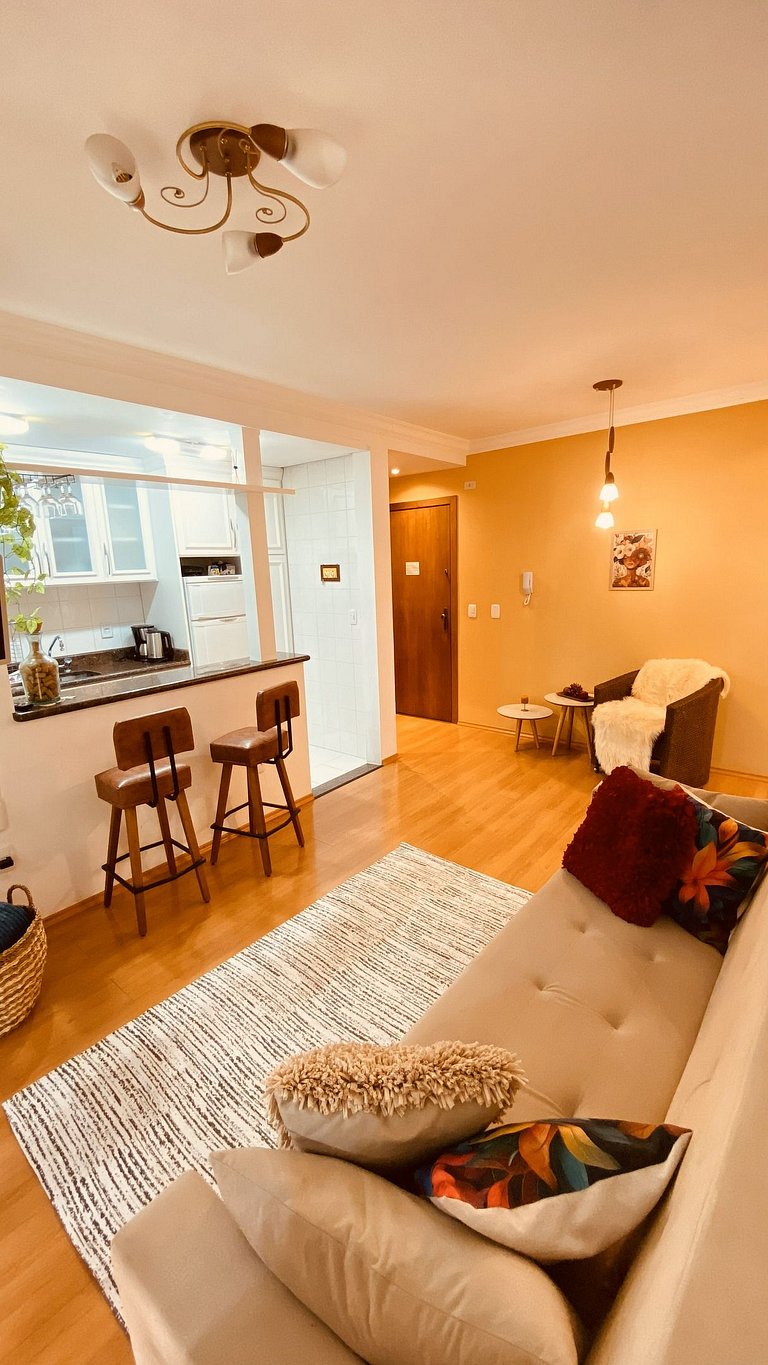 No Centro de Gramado, 5 min a pé da Rua Coberta!